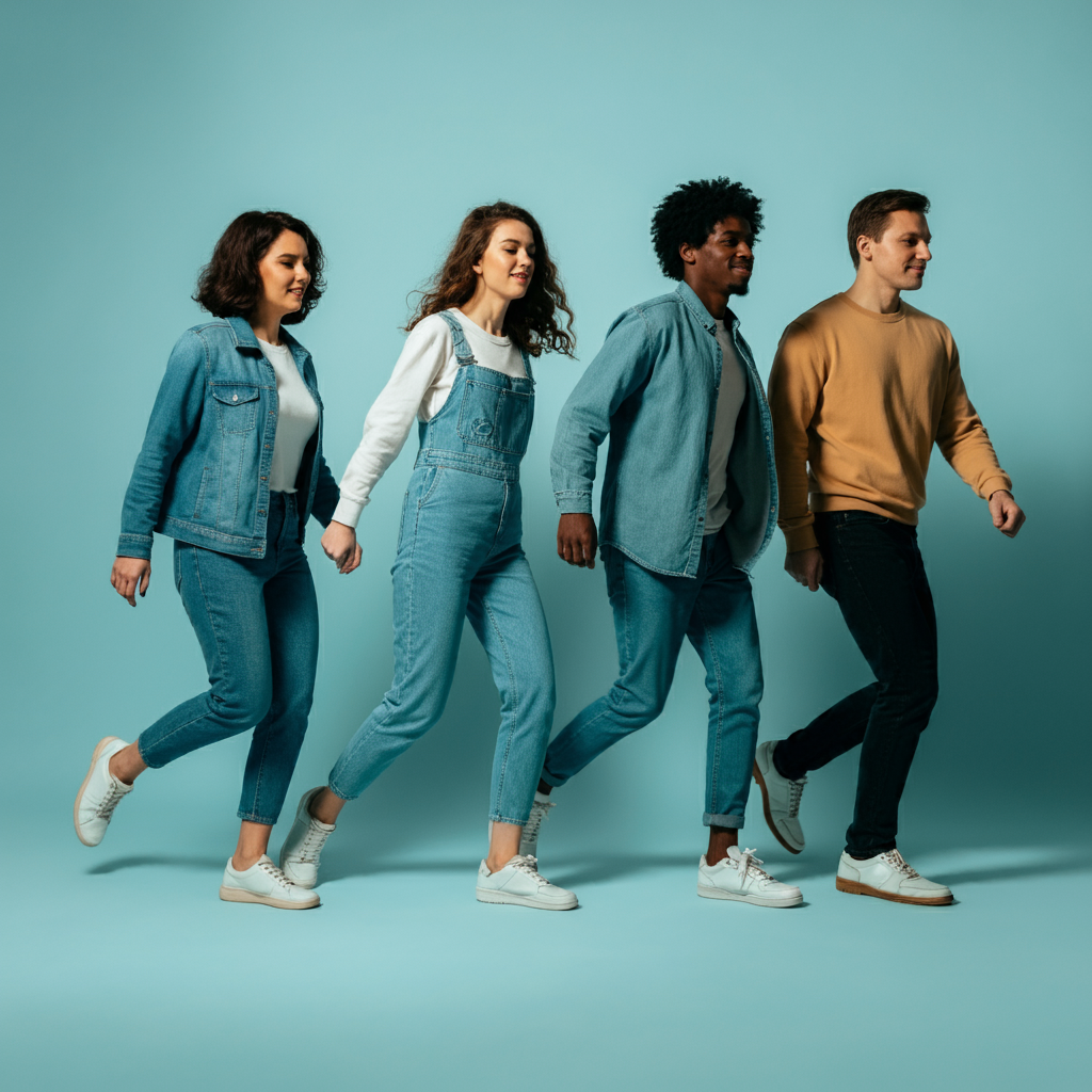 Social Synchrony, four people walk together.